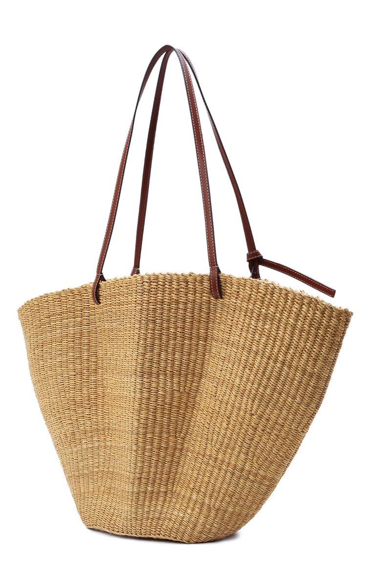 Женская сумка basket LOEWE бежевого цвета, арт. A223095X02 | Фото 4 (Материал: Растительное волокно; Размер: large; Сумки-технические: Сумки-шопперы; Материал сплава: Проставлено; Драгоценные камни: Проставлено)