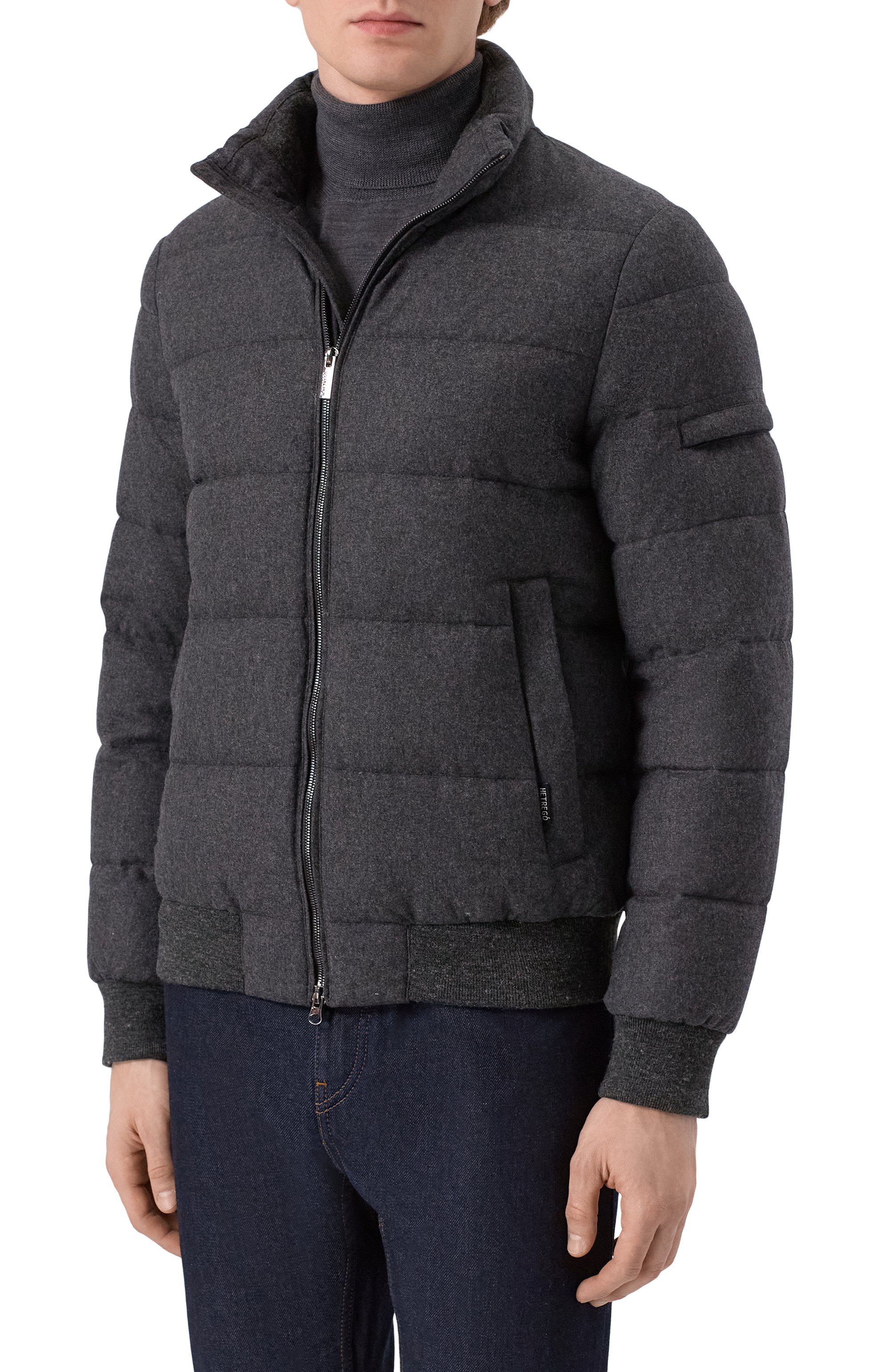 Пуховый бомбер HETREGO темно-серого цвета по цене 106500 руб., арт. 8P521/LE0NARD, фото 3 Пуховый бомбер HETREGO, арт. 8P521/LE0NARD, фото 3