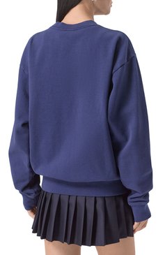 Женский хлопковый свитшот SPORTY AND RICH темно-синего цвета, арт. ST071516501BL32 | Фото 4 (Рукава: Длинные; Длина (для топов): Стандартные; Стили: Спорт-шик; Женское Кросс-КТ: Свитшот-одежда; Материал внешний: Хлопок)