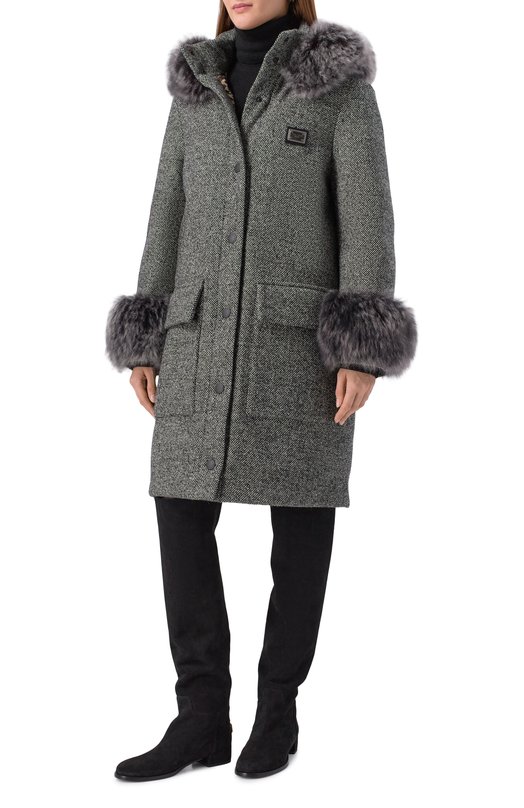 Шерстяной пуховик Dolce & Gabbana F9S84T/FMZAU Серый  F9S84T/FMZAU Фото 2