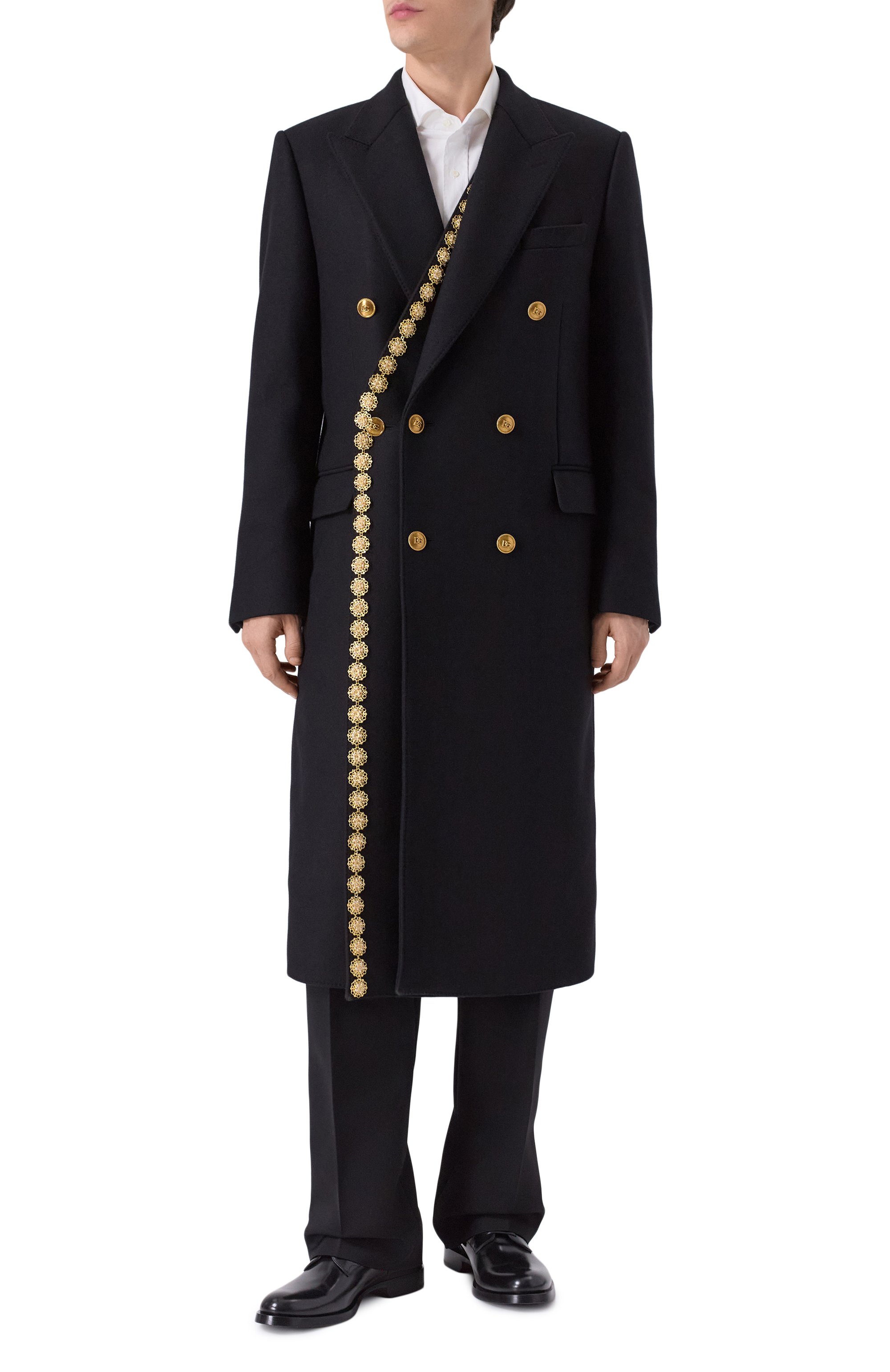 Шерстяное пальто DOLCE & GABBANA черного цвета по цене 975000 руб., арт. G053AZ/FU283, фото 2 Шерстяное пальто DOLCE & GABBANA, арт. G053AZ/FU283, фото 2