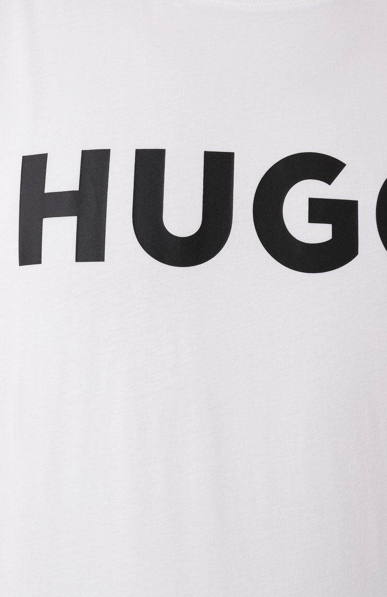 Мужская хлопковая футболка HUGO белого цвета, арт. 50467556 | Фото 6 (Материал внешний: Хлопок; Рукава: Короткие; Принт: С принтом; Стили: Кэжуэл; Длина (для топов): Стандартные; Кросс-КТ: Джерси; Мужское Кросс-КТ: Футболка-одежда)