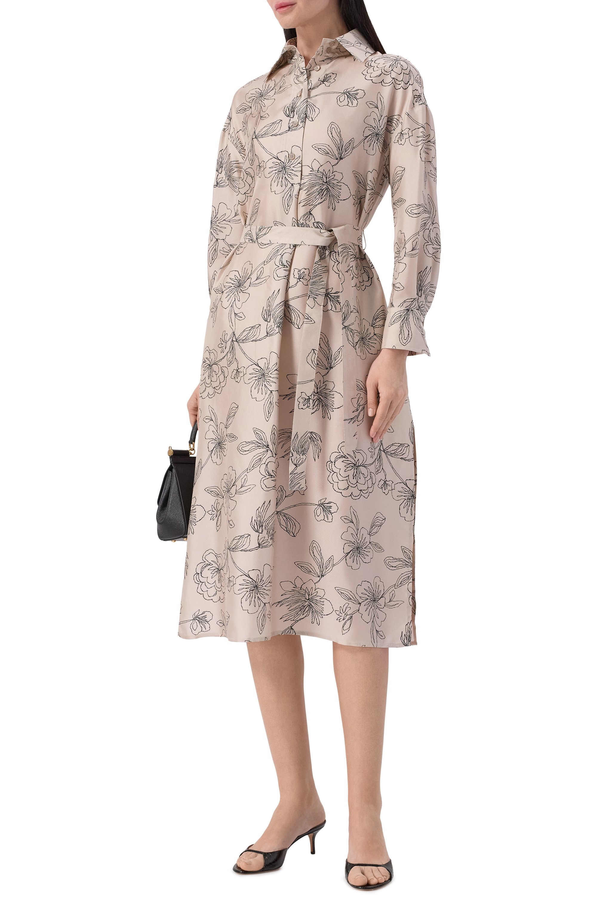 Шелковое платье LORENA ANTONIAZZI бежевого цвета по цене 114500 руб., арт. P2656AB17A/5214, фото 2 Шелковое платье LORENA ANTONIAZZI, арт. P2656AB17A/5214, фото 2