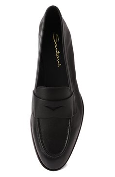 Женские кожаные пенни-лоферы SANTONI черного цвета, арт. WUSG59962HAFSLGA | Фото 6 (Каблук высота: Низкий; Подошва: Плоская; Драгоценные камни: Проставлено; Материал внутренний: Натуральная кожа; Материал внешний: Натуральная кожа; Материал сплава: Проставлено)
