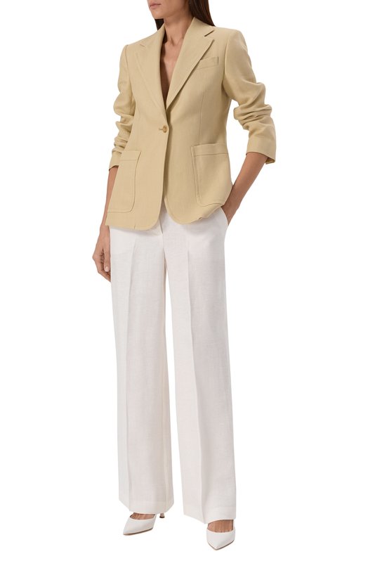 Жакет из хлопка и льна Weekend Max Mara GALLI Бежевый  GALLI Фото 2