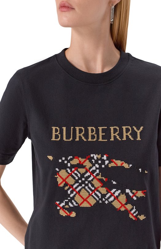 Хлопковая футболка Burberry 8110957 Чёрный  8110957 Фото 5