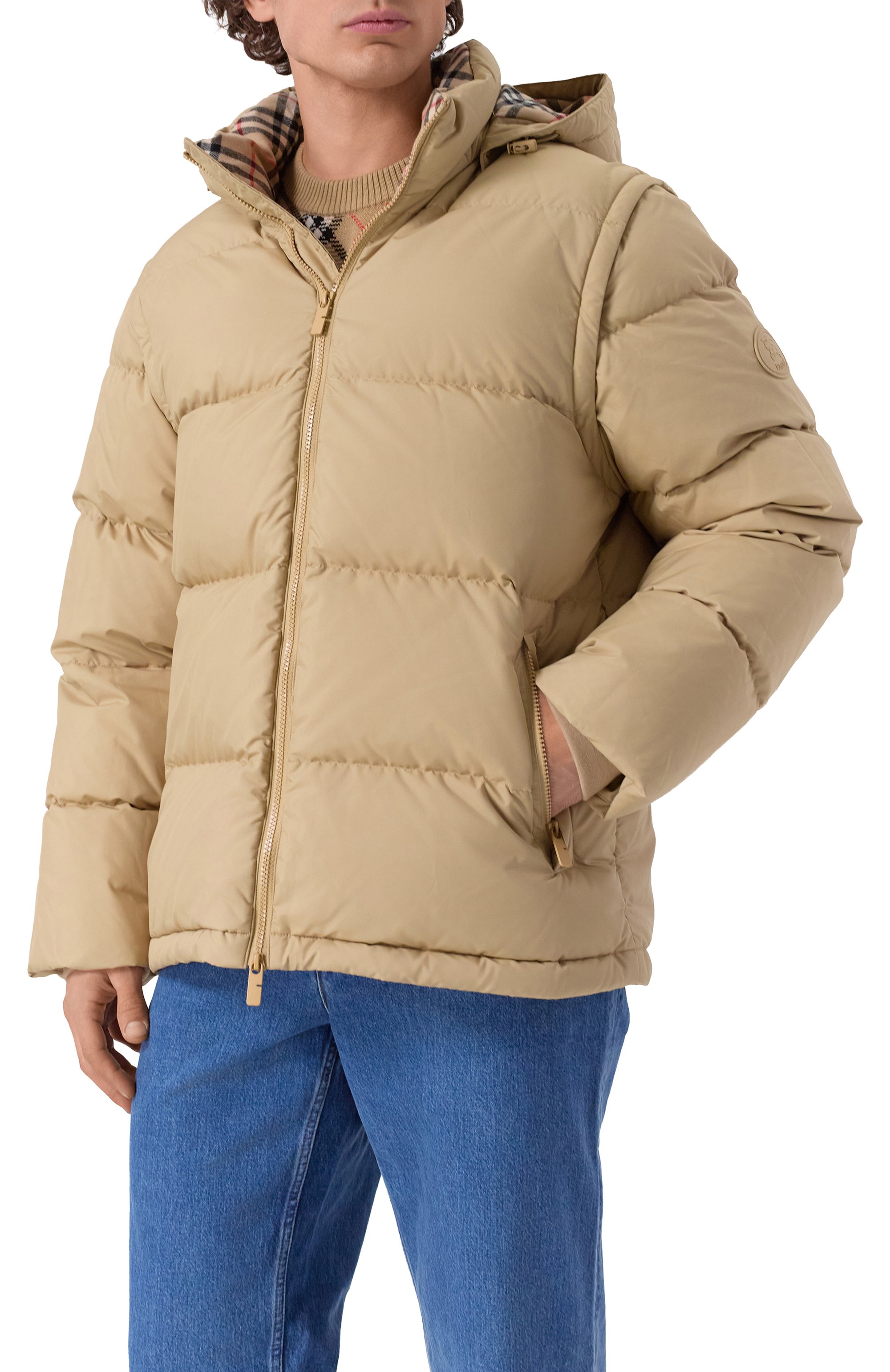 Пуховик BURBERRY бежевого цвета по цене 238500 руб., арт. 8110363, фото 3 Пуховик BURBERRY, арт. 8110363, фото 3