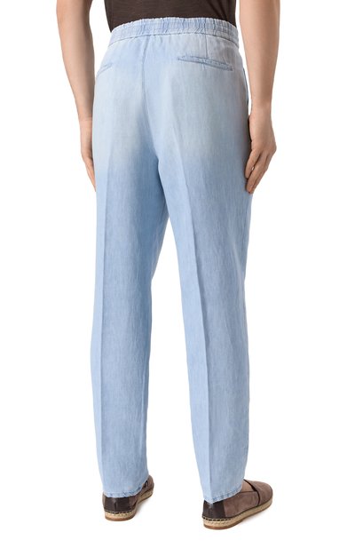 Хлопковые брюки BRUNELLO CUCINELLI голубого цвета по цене 141500 руб., арт. M239PE1710, фото 4 Хлопковые брюки BRUNELLO CUCINELLI, арт. M239PE1710, фото 4