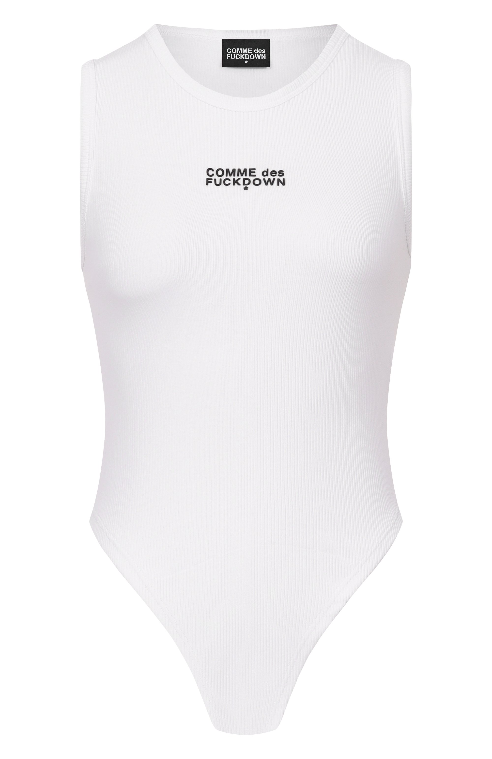 Хлопковое боди COMME DES FUCKDOWN белого цвета по цене 8410 руб., арт. CFABW01673, фото 1 Хлопковое боди COMME DES FUCKDOWN, арт. CFABW01673, фото 1