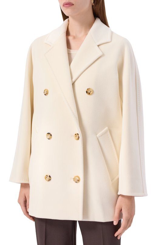 Полупальто из шерсти и кашемира Max Mara REBUS Кремовый  REBUS Фото 3