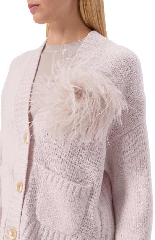 Шерстяной кардиган Agnona K410088E/0A050NE Кремовый  K410088E/0A050NE Фото 5