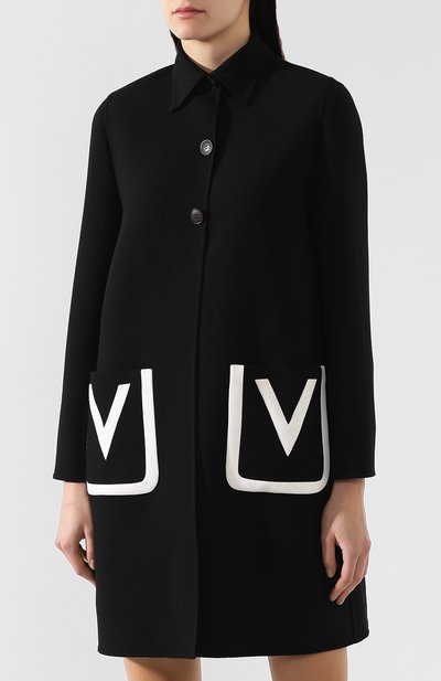 Шерстяное пальто VALENTINO черно-белого цвета по цене 326000 руб., арт. RB3CA3A54EJ, фото 3 Шерстяное пальто VALENTINO, арт. RB3CA3A54EJ, фото 3