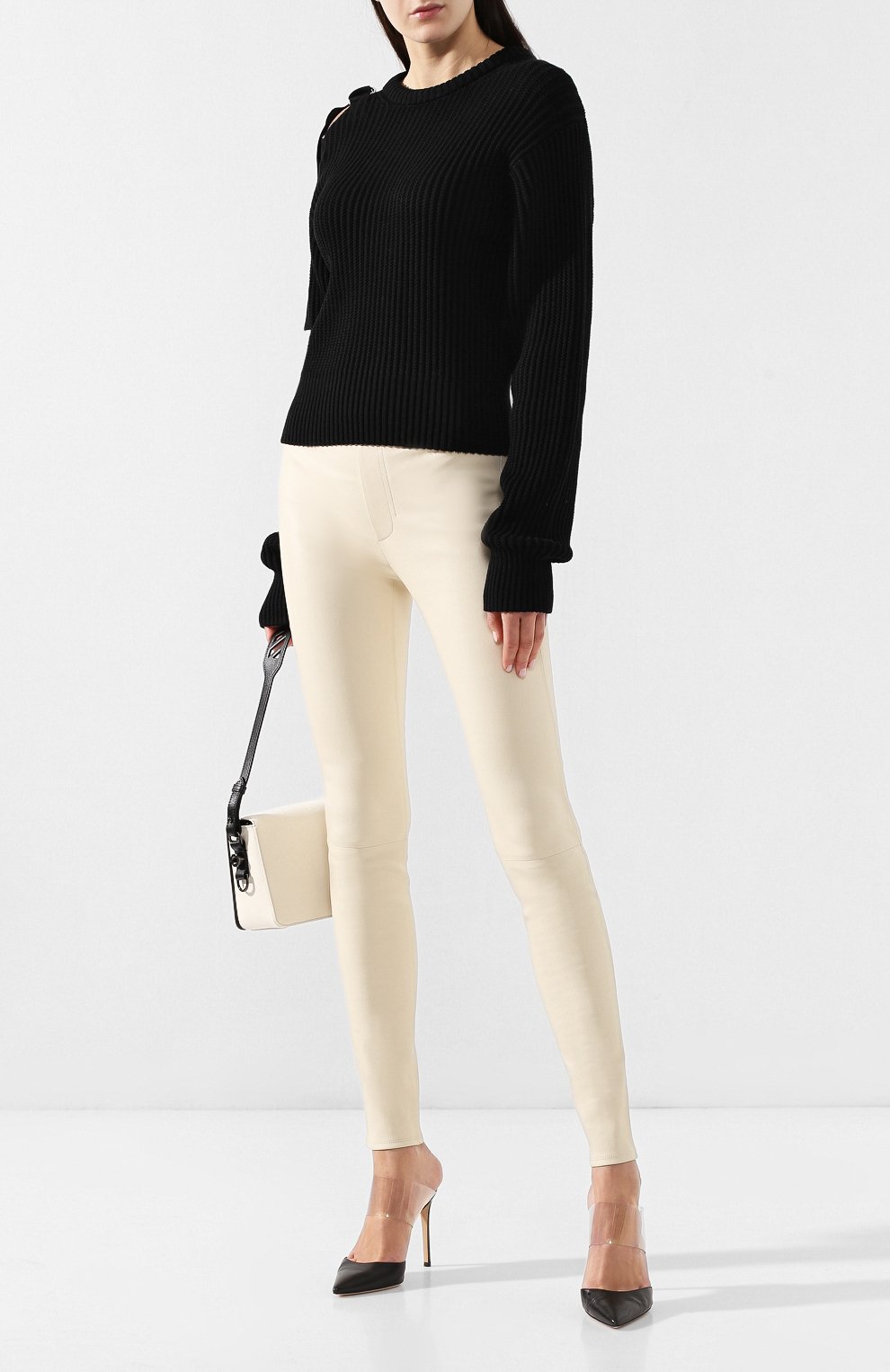 Хлопковый пуловер HELMUT LANG черного цвета по цене 34150 руб., арт. I09HW718, фото 2 Хлопковый пуловер HELMUT LANG, арт. I09HW718, фото 2