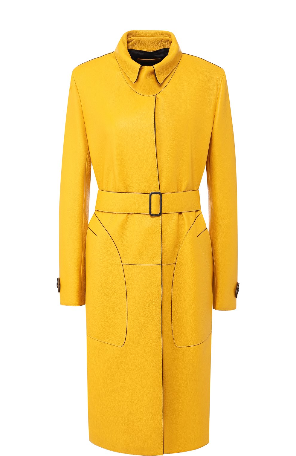 Кожаное пальто с поясом BOTTEGA VENETA желтого цвета по цене 995000 руб., арт. 513829/V0K91, фото 1 Кожаное пальто с поясом BOTTEGA VENETA, арт. 513829/V0K91, фото 1