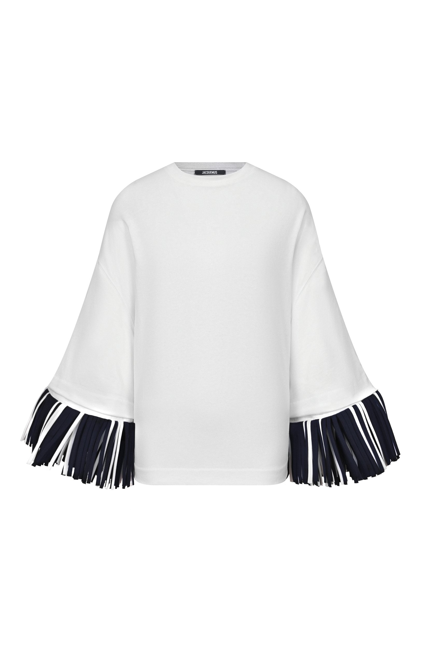 Хлопковая футболка JACQUEMUS белого цвета по цене 86100 руб., арт. 26ETSW00594/AJ00291, фото 1 Хлопковая футболка JACQUEMUS, арт. 26ETSW00594/AJ00291, фото 1