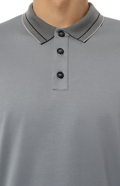 Хлопковое поло GIORGIO ARMANI серого цвета по цене 52750 руб., арт. 3DSF52/SJFBZ, фото 5 Хлопковое поло GIORGIO ARMANI, арт. 3DSF52/SJFBZ, фото 5
