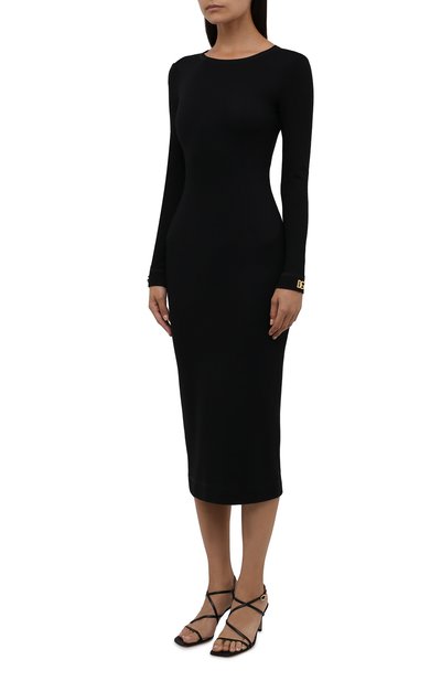 Платье из вискозы DOLCE & GABBANA черного цвета по цене 163500 руб., арт. F6R6MT/FUGKG, фото 3 Платье из вискозы DOLCE & GABBANA, арт. F6R6MT/FUGKG, фото 3