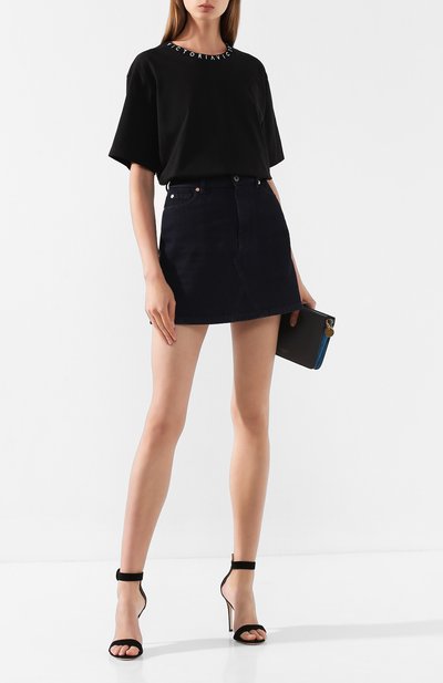 Хлопковая футболка VICTORIA, VICTORIA BECKHAM черного цвета по цене 8620 руб., арт. JYVV 072E PAW19 C0TT0N JERSEY, фото 2 Хлопковая футболка VICTORIA, VICTORIA BECKHAM, арт. JYVV 072E PAW19 C0TT0N JERSEY, фото 2