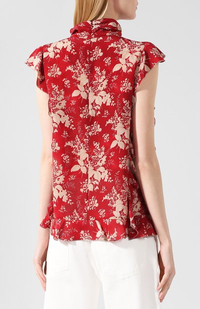 Шелковый топ REDVALENTINO красного цвета по цене 55150 руб., арт. SR0AEB45/4HQ, фото 4 Шелковый топ REDVALENTINO, арт. SR0AEB45/4HQ, фото 4