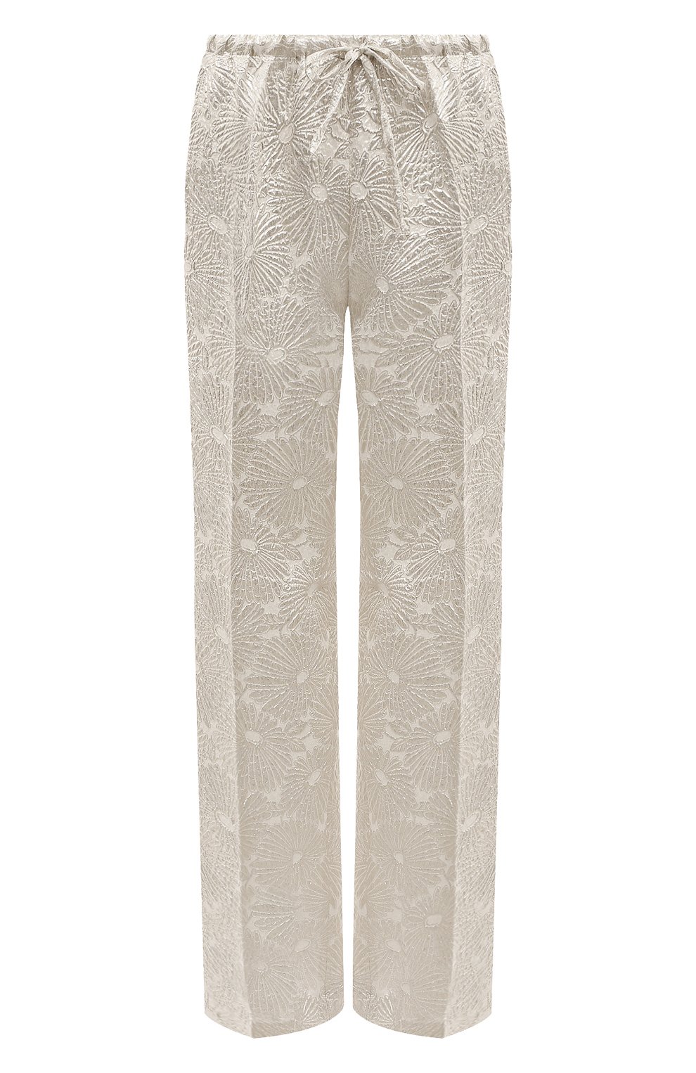 Шелковые брюки DRIES VAN NOTEN серебряного цвета по цене 95500 руб., арт. 232-010918-7077, фото 1 Шелковые брюки DRIES VAN NOTEN, арт. 232-010918-7077, фото 1