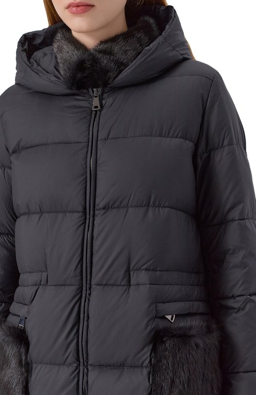 Пуховик с отделкой из норки manzoni24 25M1309-NY0V/48-50 Чёрный  25M1309-NY0V/48-50 Фото 5