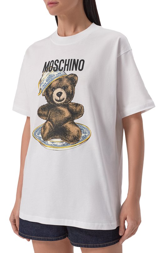 Хлопковая футболка Moschino V0724/5541 Белый  V0724/5541 Фото 3