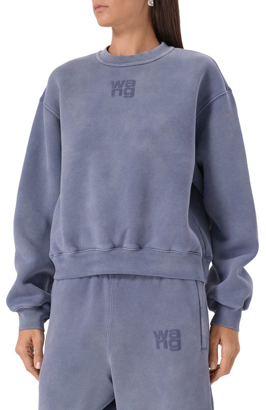Хлопковый свитшот alexanderwang.t 4CC3241518 Синий  4CC3241518 Фото 3
