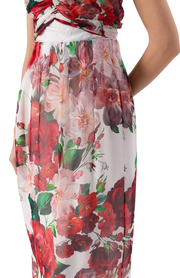 Женская шелковая юбка DOLCE & GABBANA красного цвета, арт. F4CNIT/IS1Y6_SET | Фото 5 (Длина Ж (юбки, платья, шорты): Миди; Автоматизация состава: Проставлено; Материал внешний: Шелк; Автоматизация ТО: Проставлено; Стили: Романтичный)