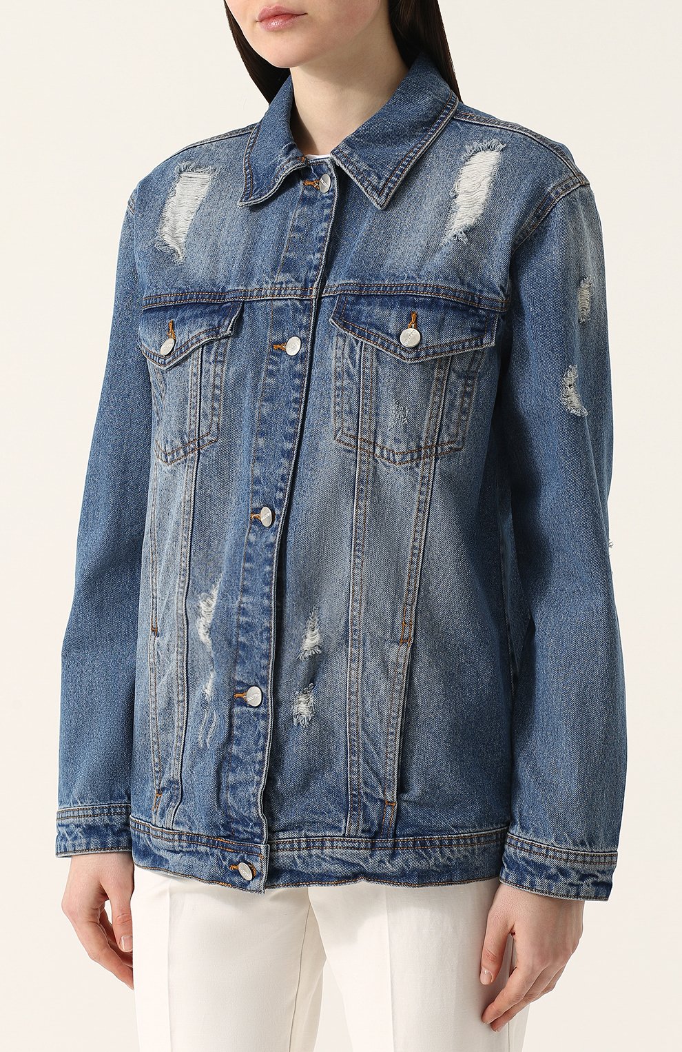 Джинсовая куртка с потертостями и декорированной спинкой DALOOD, арт. PD0179R18/DARK BLUE, фото 3