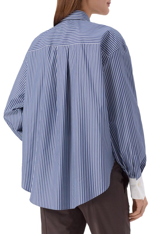 Рубашка из хлопка и шелка Brunello Cucinelli MA794NM116 Синий  MA794NM116 Фото 4