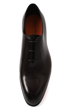 Мужские кожаные оксфорды SANTONI темно-коричневого цвета, арт. MCCG16229MC1HVVDN01 | Фото 6 (Материал внешний: Нат�уральная кожа; Материал сплава: Проставлено; Материал внутренний: Натуральная кожа; Нос: Не проставлено; Стили: Классический)