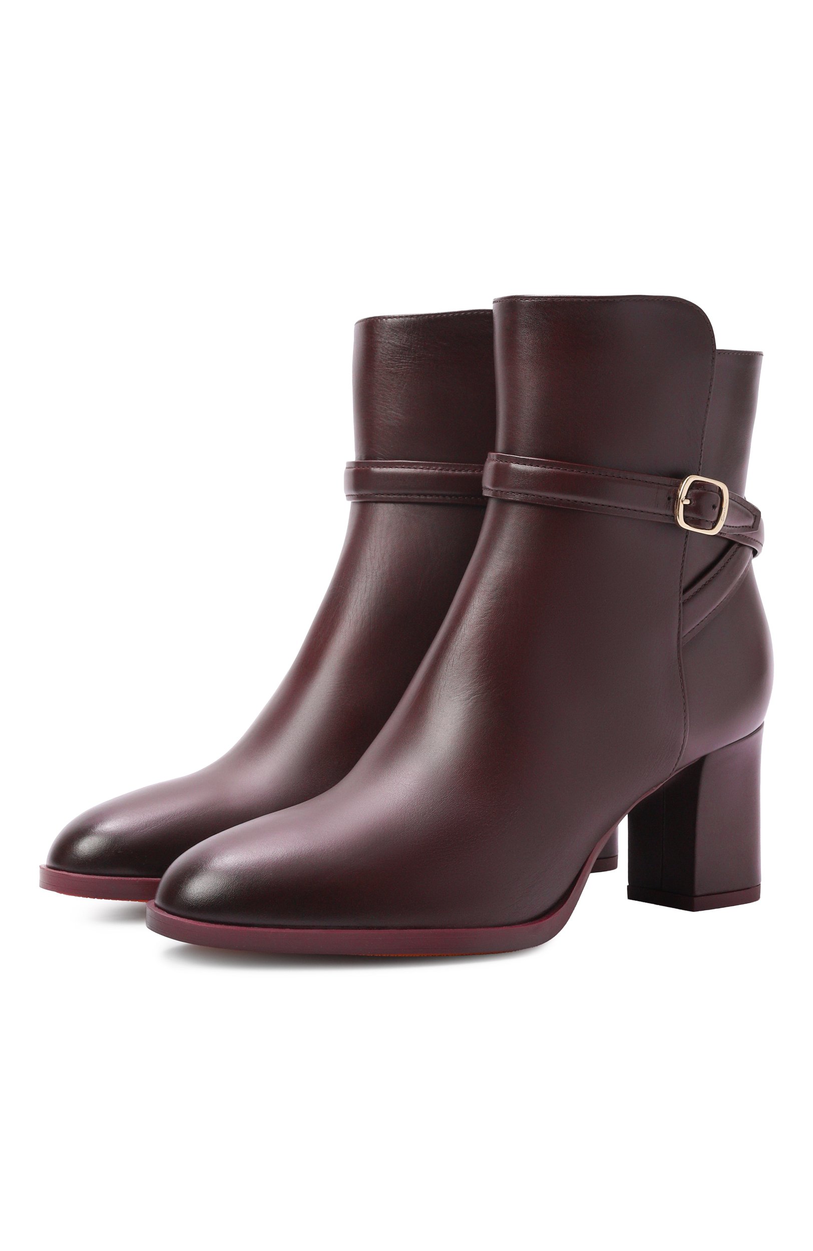 Кожаные ботильоны SANTONI темно-бордового цвета по цене 132500 руб., арт. WTDG72381SYRNDYL, фото 1 Кожаные ботильоны SANTONI, арт. WTDG72381SYRNDYL, фото 1