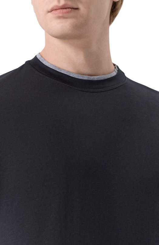 Футболка из шелка и хлопка Brunello Cucinelli MD8217427 Чёрный  MD8217427 Фото 5
