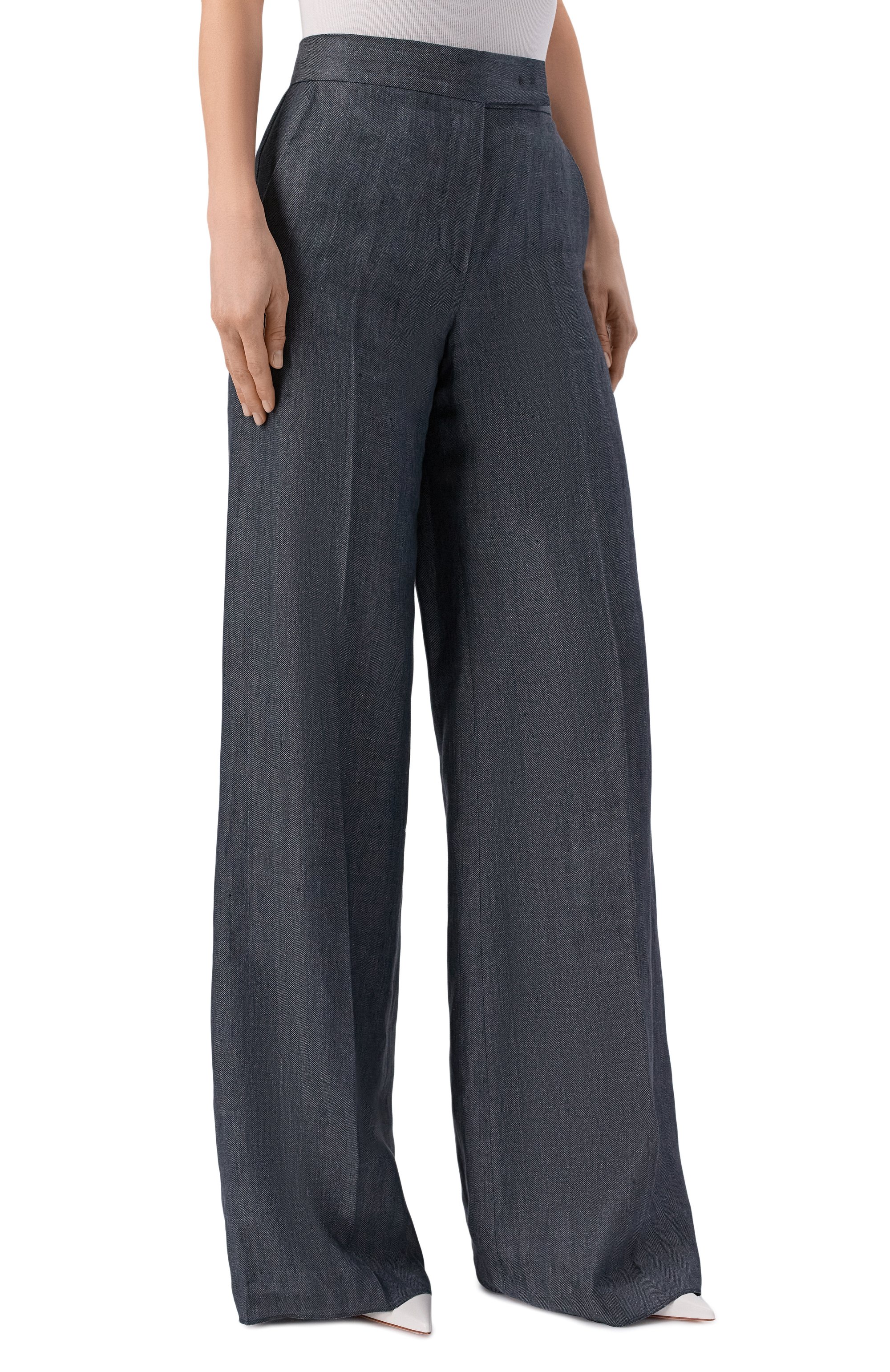 Льняные брюки MAX MARA серого цвета по цене 57200 руб., арт. MXMDESERT0, фото 3 Льняные брюки MAX MARA, арт. MXMDESERT0, фото 3