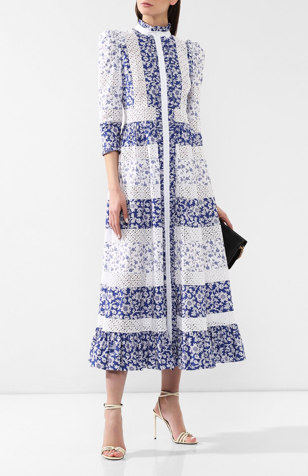 Хлопковое платье ALEXANDER MCQUEEN синего цвета по цене 479500 руб., арт. 558739/QMC08, фото 2 Хлопковое платье ALEXANDER MCQUEEN, арт. 558739/QMC08, фото 2
