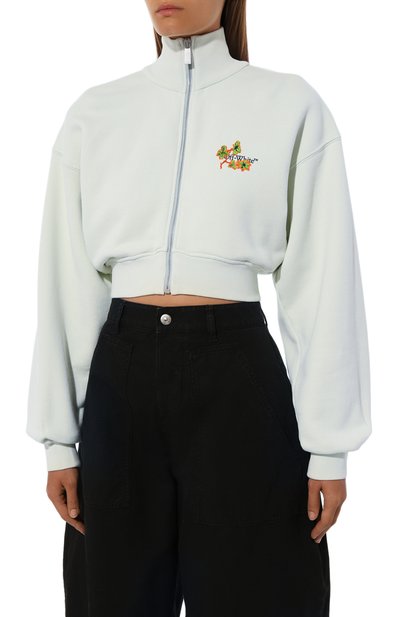 Хлопковая толстовка OFF-WHITE светло-зеленого цвета по цене 78800 руб., арт. 0WBE006F24FLE001, фото 3 Хлопковая толстовка OFF-WHITE, арт. 0WBE006F24FLE001, фото 3