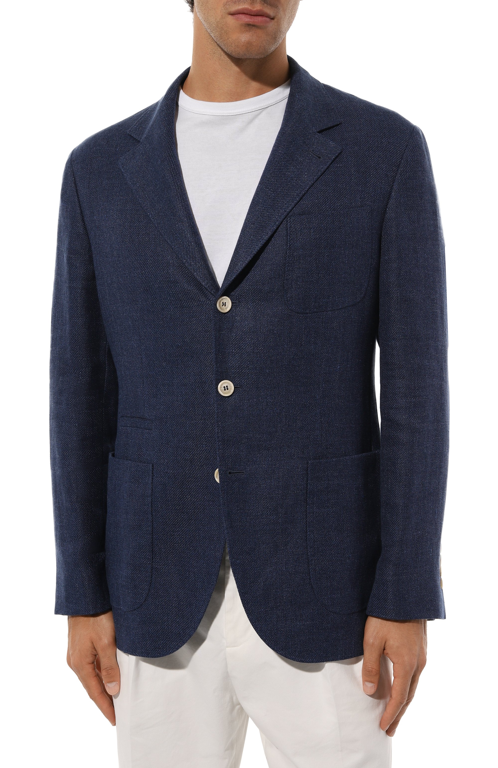 Пиджак изо льна и шерсти BRUNELLO CUCINELLI темно-синего цвета по цене 380000 руб., арт. MW4827BND, фото 4 Пиджак изо льна и шерсти BRUNELLO CUCINELLI, арт. MW4827BND, фото 4