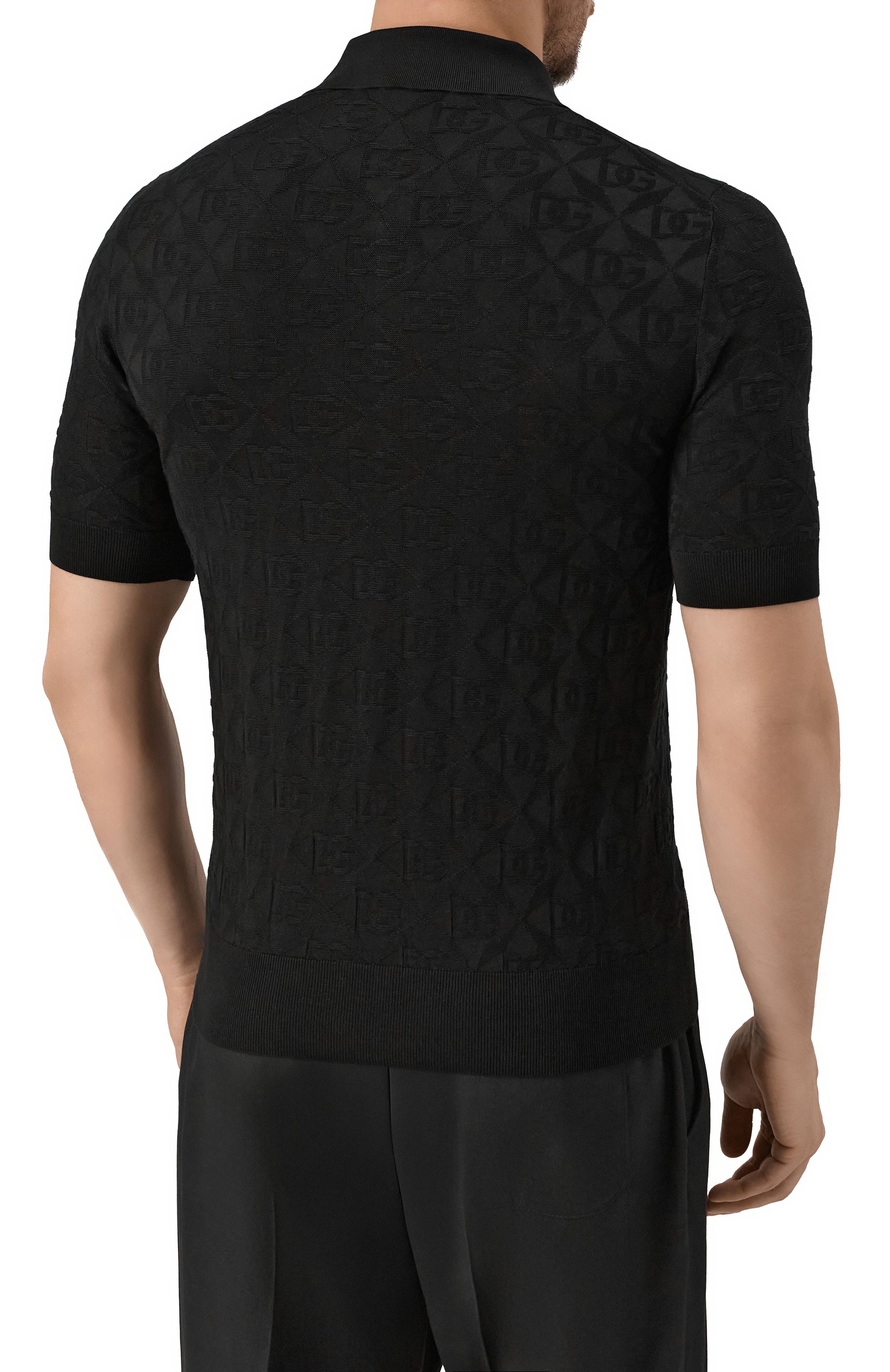 Шелковое поло DOLCE & GABBANA черного цвета по цене 175500 руб., арт. GXZ79T/JBSM4, фото 4 Шелковое поло DOLCE & GABBANA, арт. GXZ79T/JBSM4, фото 4