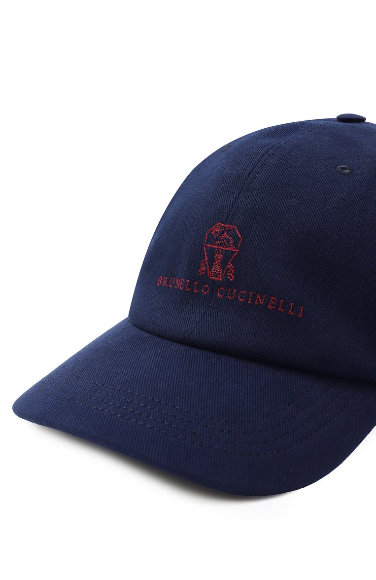 Мужская хлопковая бейсболка BRUNELLO CUCINELLI темно-синего цвета, арт. M277P9850 | Фото 4 (Материал: Хлопок, Текстиль; Нос: Не проставлено; Автоматизация состава: Проставлено)