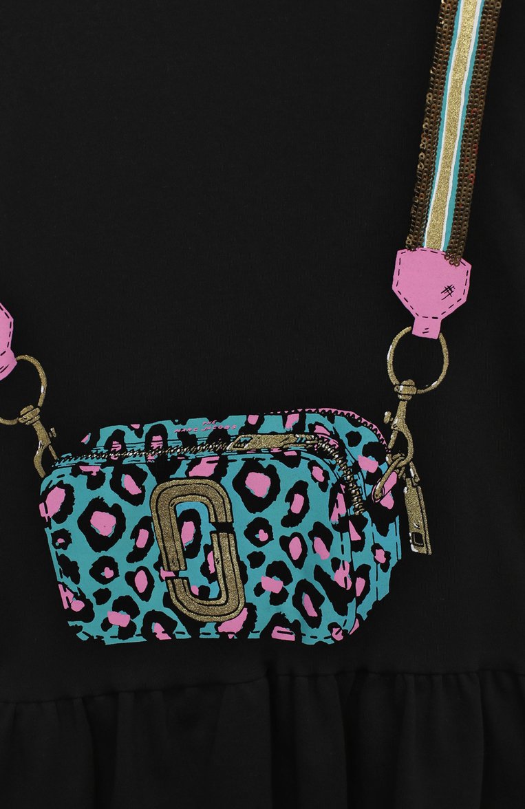 Детское хлопковое платье MARC JACOBS (THE) черного цвета, арт. W12348 | Фото 3 (Рукава: Длинные; Материал внешний: Хлопок; Случай: Повседневный; Девочки Кросс-КТ: Платье-одежда; Ростовка одежда: 9 лет | 134 см, 12 лет | 152 см, 3 года | 98 см, 4 года | 104 см, 5 лет | 110 см, 7 лет | 122 см)