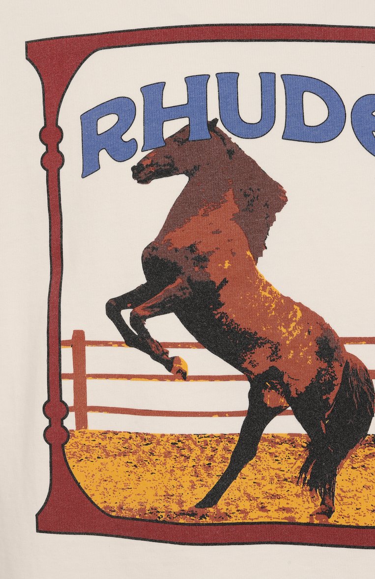 Мужская хлопковая футболка RHUDE кремового цвета, арт. RHSS25TT05012 | Фото 6 (Длина (для топов): Стандартные; Автоматизация состава: Проставлено; Автоматизация ТО: Проставлено; Рукава: Короткие; Материал внешний: Хлопок; Принт: С принтом; Мужское Кросс-КТ: Футболка-одежда; Стили: Спорт-шик; Детали: Без декора)