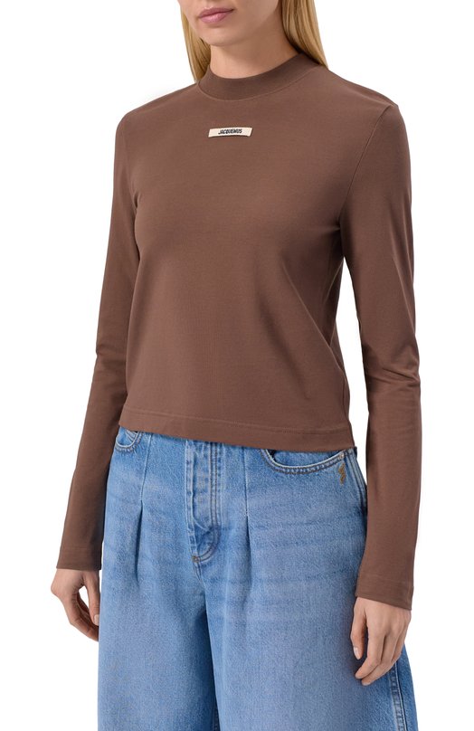 Хлопковый лонгслив Jacquemus 24ETSW00155/AJ00124 Коричневый  24ETSW00155/AJ00124 Фото 3
