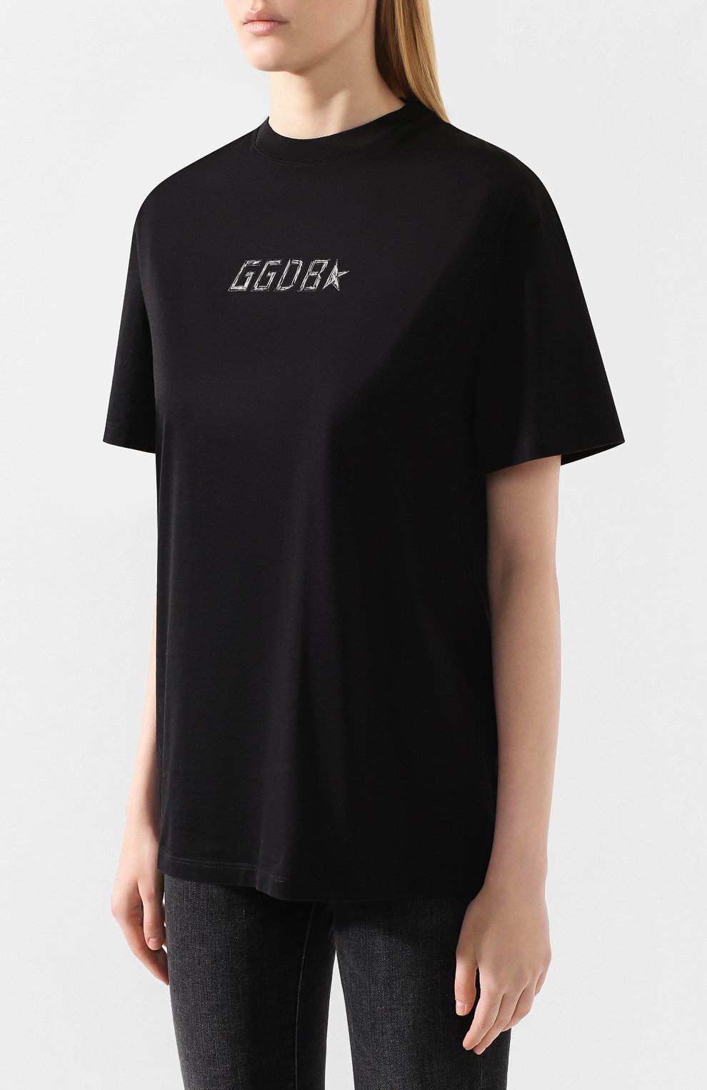 Хлопковая футболка GOLDEN GOOSE DELUXE BRAND черного цвета по цене 12850 руб., арт. G35WP024.A2, фото 3 Хлопковая футболка GOLDEN GOOSE DELUXE BRAND, арт. G35WP024.A2, фото 3