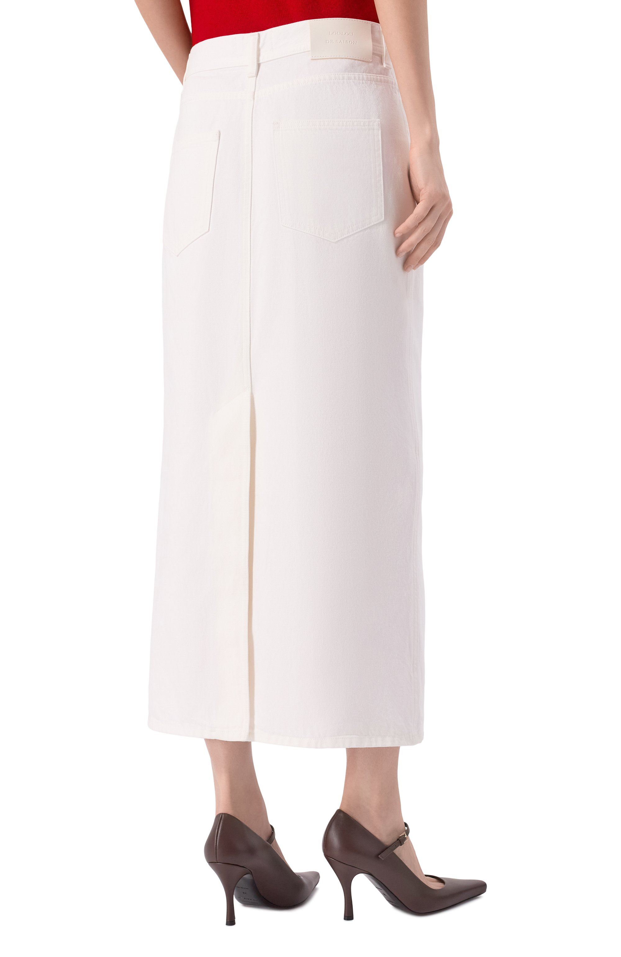 Джинсовая юбка LOULOU DE SAISON белого цвета по цене 34950 руб., арт. R0NA LDS, фото 4 Джинсовая юбка LOULOU DE SAISON, арт. R0NA LDS, фото 4