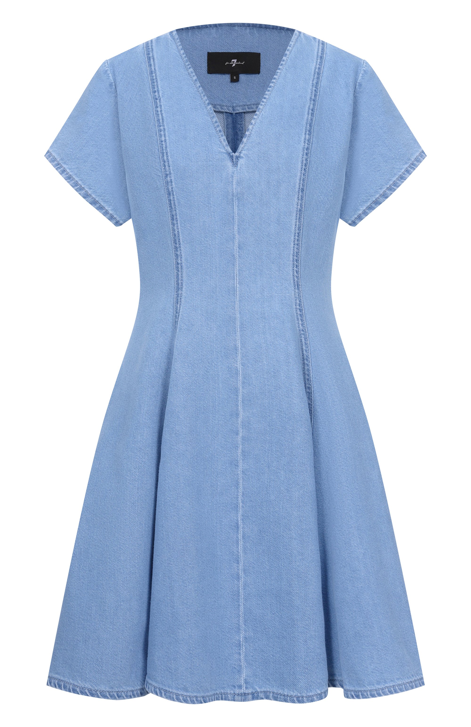 Джинсовое платье 7 FOR ALL MANKIND голубого цвета по цене 37050 руб., арт. 7U7STE38-1BA, фото 1 Джинсовое платье 7 FOR ALL MANKIND, арт. 7U7STE38-1BA, фото 1