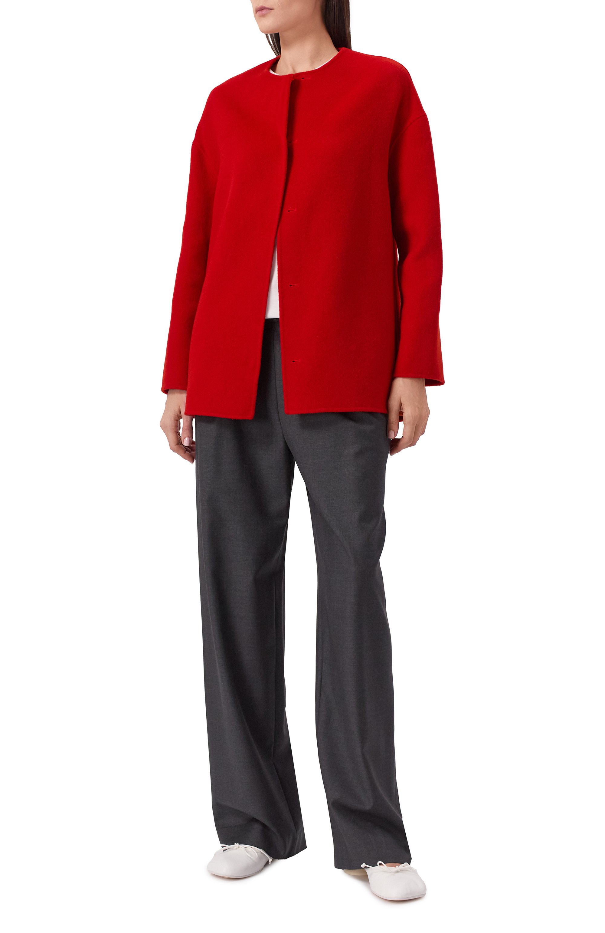 Полупальто из шерсти и кашемира LOULOU DE SAISON красного цвета по цене 91950 руб., арт. GI0, фото 2 Полупальто из шерсти и кашемира LOULOU DE SAISON, арт. GI0, фото 2