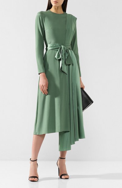Шелковое платье JM STUDIO зеленого цвета по цене 45950 руб., арт. JMFW1819 10, фото 2 Шелковое платье JM STUDIO, арт. JMFW1819 10, фото 2