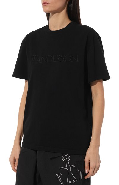 Хлопковая футболка JW ANDERSON черного цвета по цене 11450 руб., арт. JT0179 PG1358, фото 3 Хлопковая футболка JW ANDERSON, арт. JT0179 PG1358, фото 3