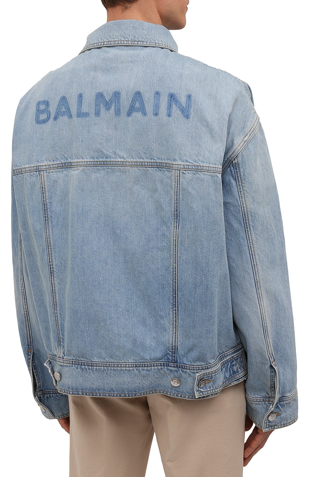 Джинсовая куртка BALMAIN голубого цвета по цене 156000 руб., арт. XH1TC145/DB53, фото 4 Джинсовая куртка BALMAIN, арт. XH1TC145/DB53, фото 4