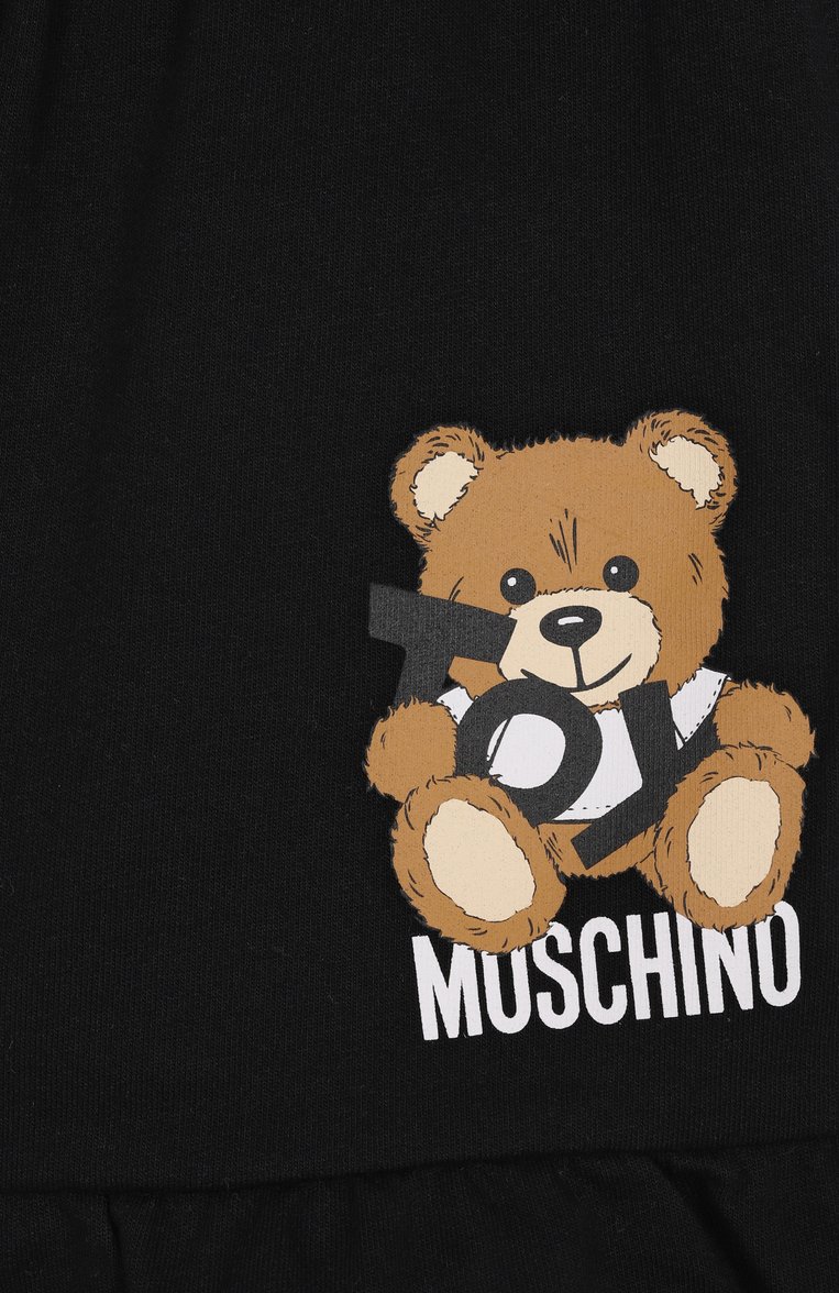 Детские хлопковые шорты MOSCHINO черного цвета, арт. HAQ014/LCA19/10-14 | Фото 3 (Нос: Не проставлено; Материал внешний: Хлопок; Случай: Повседневный; Тематический товар: Teddy Bear; Ростовка одежда: 10 - 11 лет | 140 - 146см, 12 лет | 152 см, 16 лет | 164 см)